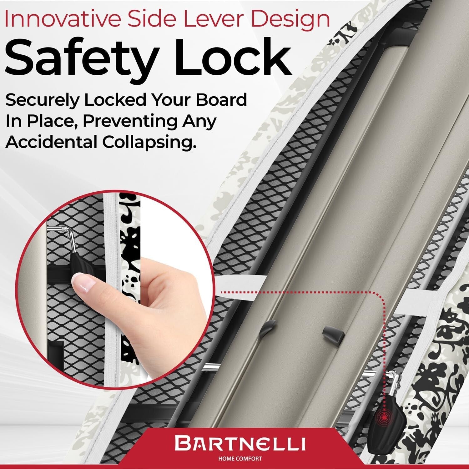 Sturdy Foldable Ironing Board - Extra Wide 62x19” with Iron Rest & Hanging Rack