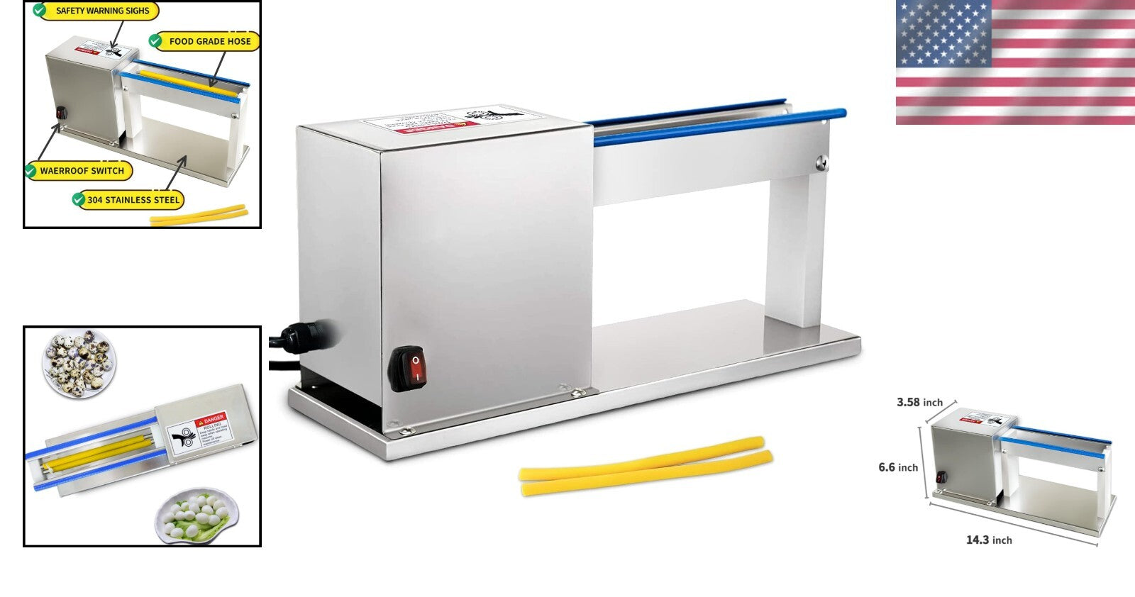 18W Automatic Stainless Steel Quail Egg Peeler – Efficient & Easy Operation