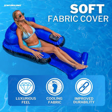 Load image into Gallery viewer, Nylon Fabric Pool Float Mattress with Supportive Headrest &amp; Easy Air Setup, 55"L