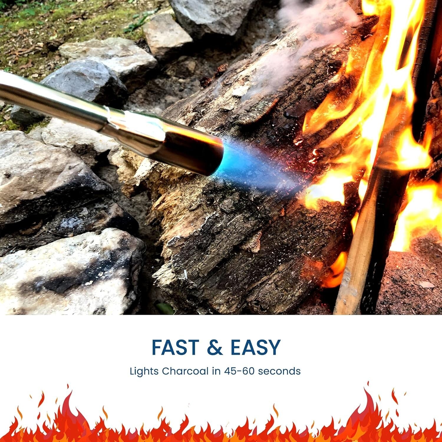 Durable Alloy Steel Grill Torch - Portable Charcoal Lighter for Outdoor Use