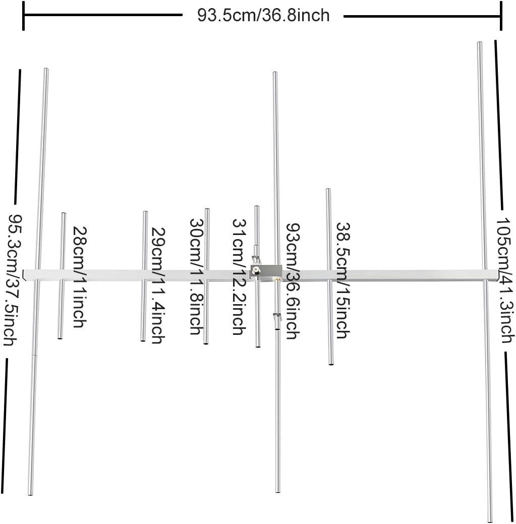 Dual-Band 9.5/11.5dBi Yagi Antenna for VHF/UHF - 100W Power, 8 Element Beam