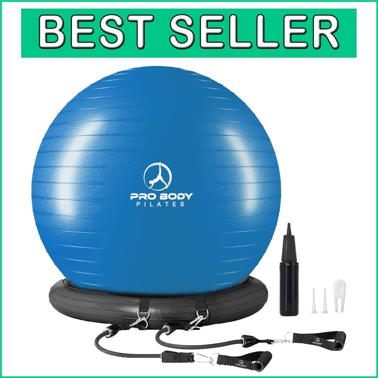 75cm Yoga Ball Chair with Stability Base & Bands for Active Home Office Sitting