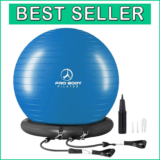 75cm Yoga Ball Chair with Stability Base & Bands for Active Home Office Sitting