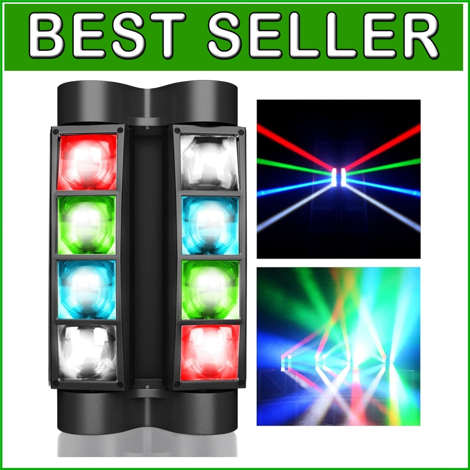 Sound Activated 8x3W RGBW Moving Head Light - Ideal for Parties, Weddings, Clubs