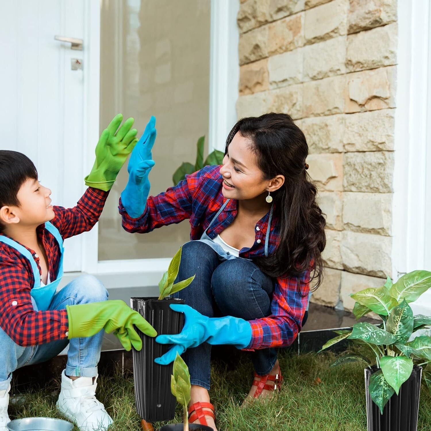 400 Pcs Tall Plastic Nursery Pots with Drainage for Indoor/Outdoor Gardening