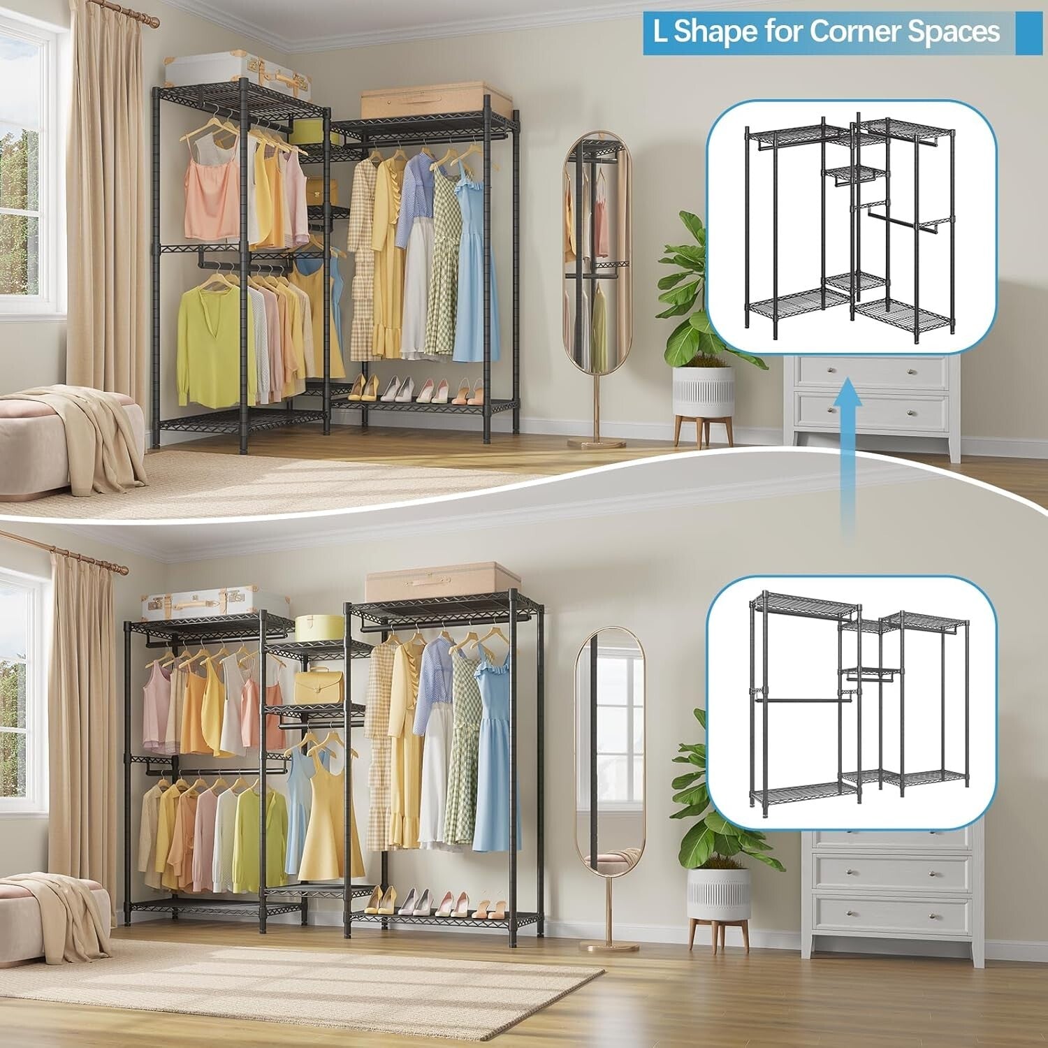 Heavy-Duty Garment Rack: Adjustable 5-Tier Clothes Organizer for Home & Office