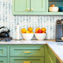 Load image into Gallery viewer, Self-Adhesive Green Herringbone Wallpaper - Easy Peel and Stick for Kids' Rooms
