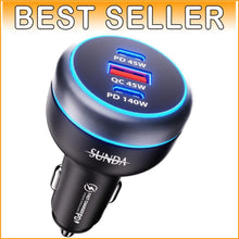 Load image into Gallery viewer, 230W USB C Fast Car Charger - 3 Ports for iPhone, Galaxy, Laptop, Compact Design