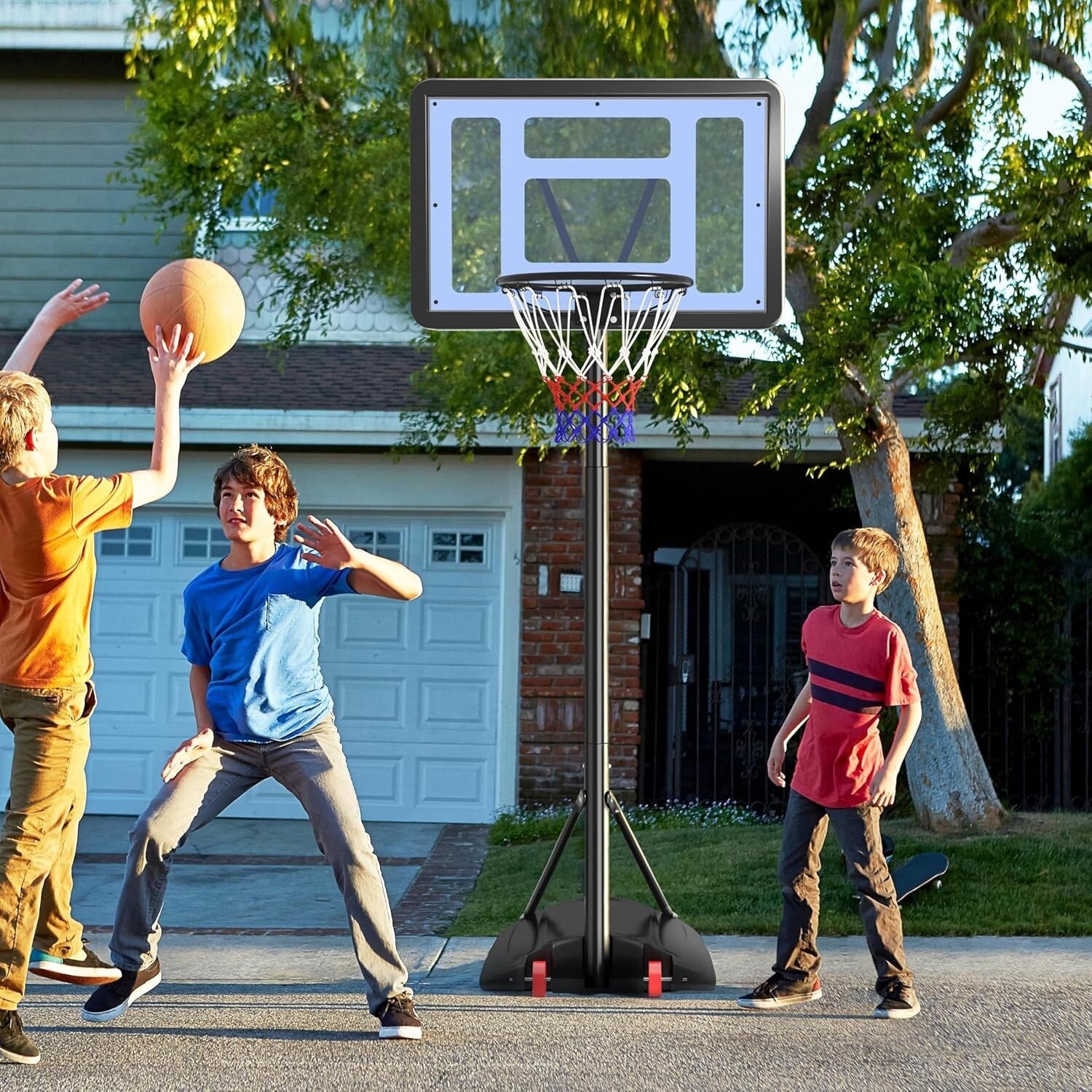 Durable Metal Portable Basketball Goal - Ideal for Kids & Teens, 32” Backboard