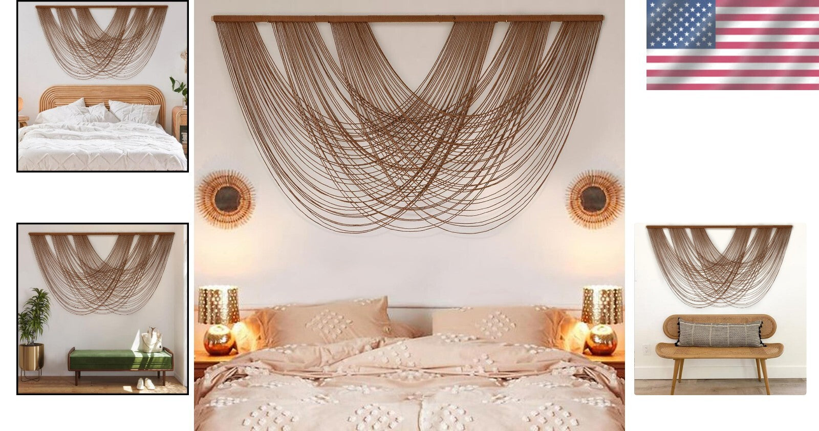 Boho Macrame Wall Hanging 59'' W - Large Cotton Tapestry for Stylish Interiors