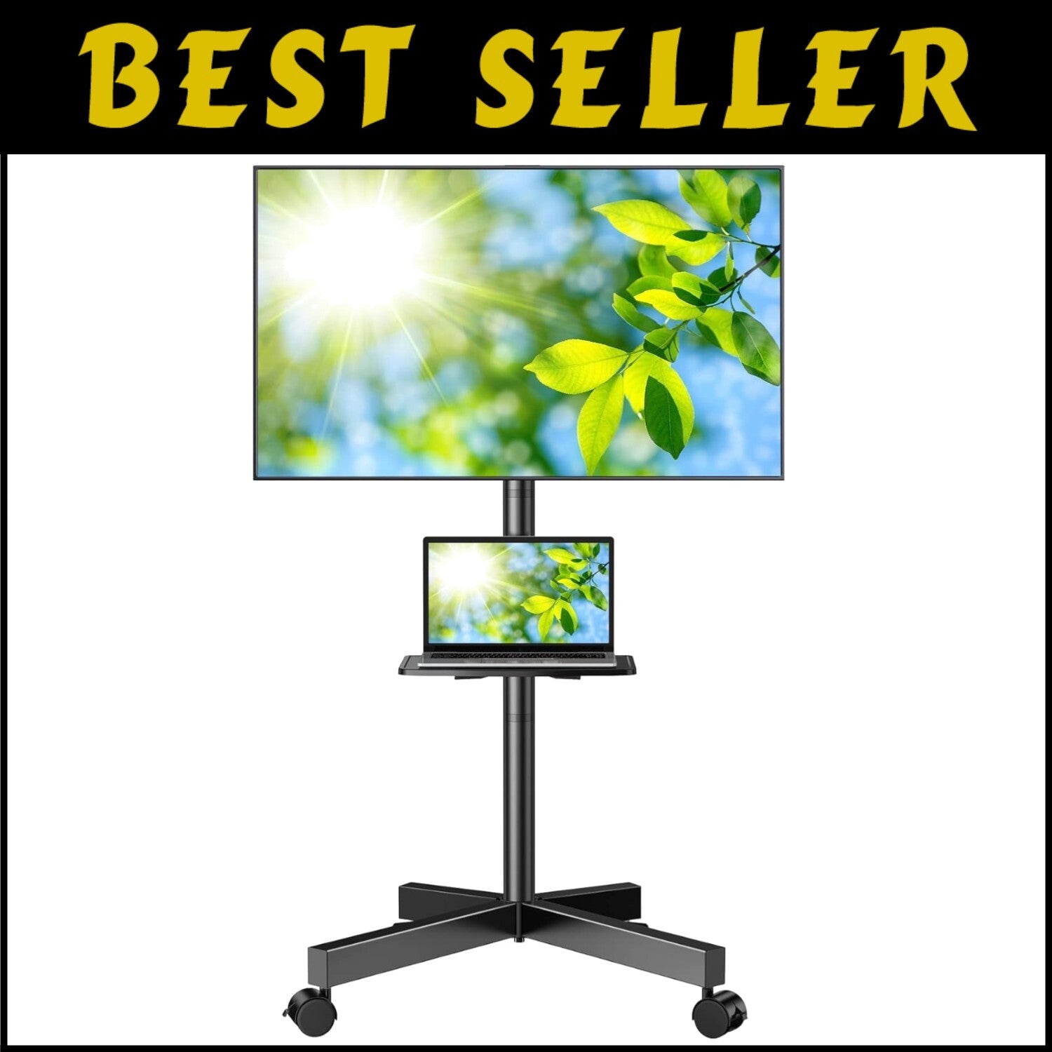 Versatile Mobile TV Stand for 23-60 Inch Televisions, Lockable Wheels for Safety