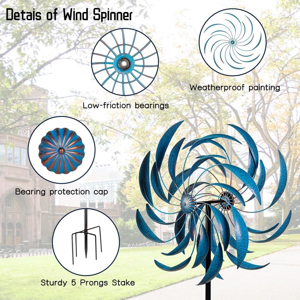 Durable Outdoor Wind Spinner - 80.3 Inch Kinetic Metal Sculpture for Gardens
