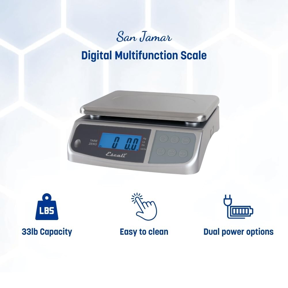 Escali Promzr M-Series Digital Kitchen Scale with LCD Display, 33 lb Capacity