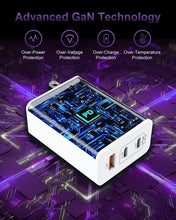 Load image into Gallery viewer, 3-Port USB C Fast Charging Adapter - 100W GaN Charger with 6.6ft Cables Included