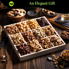 Load image into Gallery viewer, Nutritious Gourmet Nuts Gift Basket with Elegant Green Ribbon Presentation