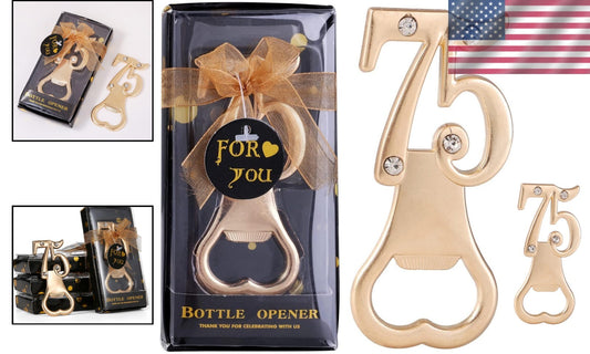 36-Pack Gold Rhinestone Bottle Openers for 75th Birthday & Anniversary Parties
