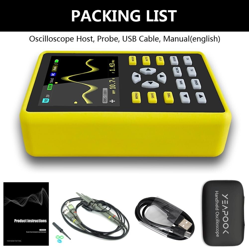 Digital Mini Oscilloscope - 500MS/s Sampling Rate with Powerful Trigger Modes