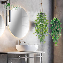 Load image into Gallery viewer, 8-Pack Artificial Hanging Plants in Elegant Black Pots - Indoor Greenery Decor