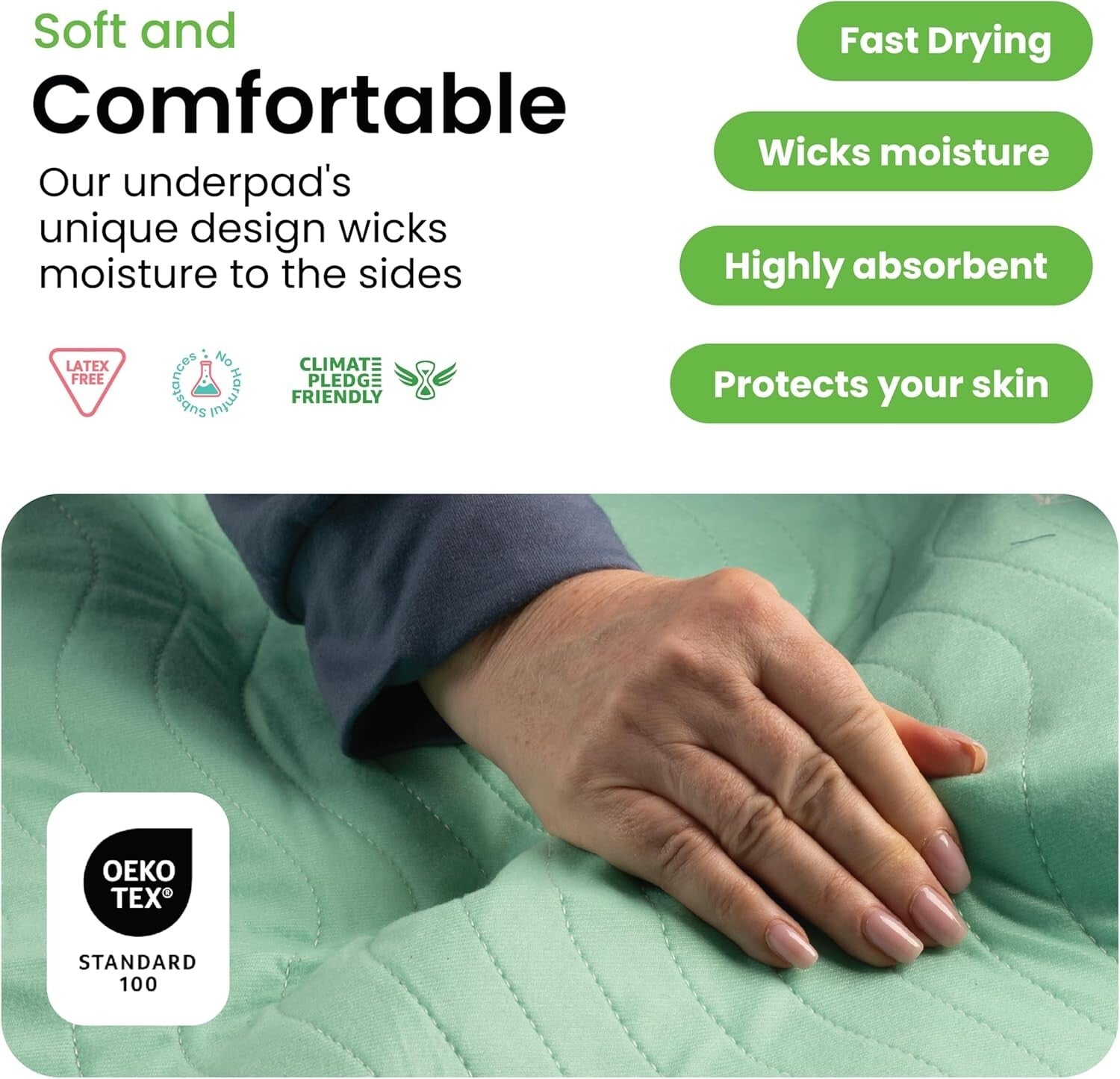 34" x 52" Reusable Underpads - Heavy Absorbent, Leakproof Fabric for Home Use