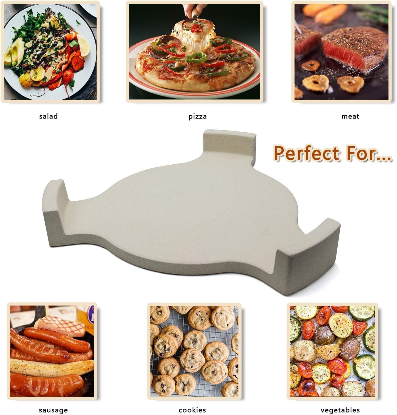 Premium 18” Ceramic Pizza Stone and Heat Deflector for Ideal Grilling Experience