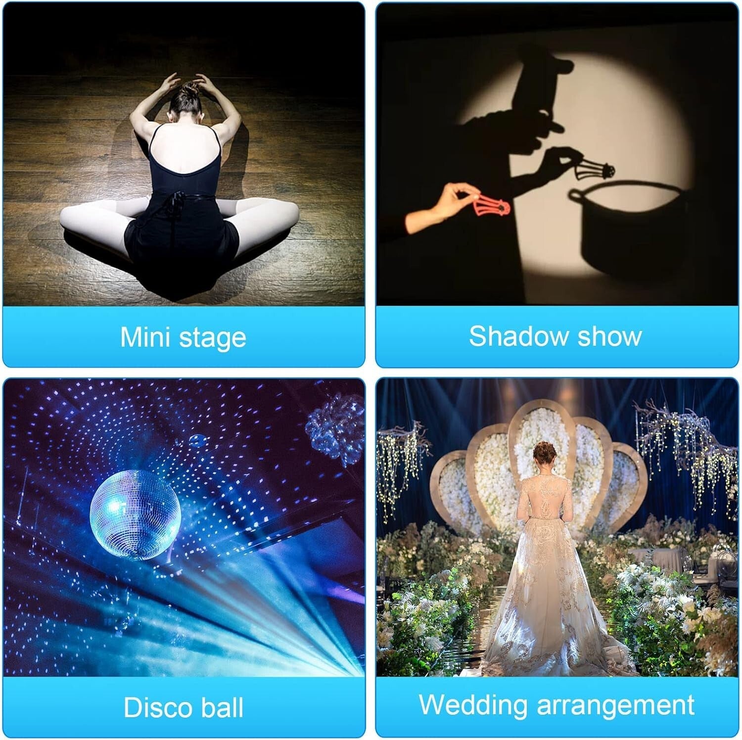 Dynamic 2-Pack 15W LED Pin Spotlights with Remote for Club & Wedding Lighting