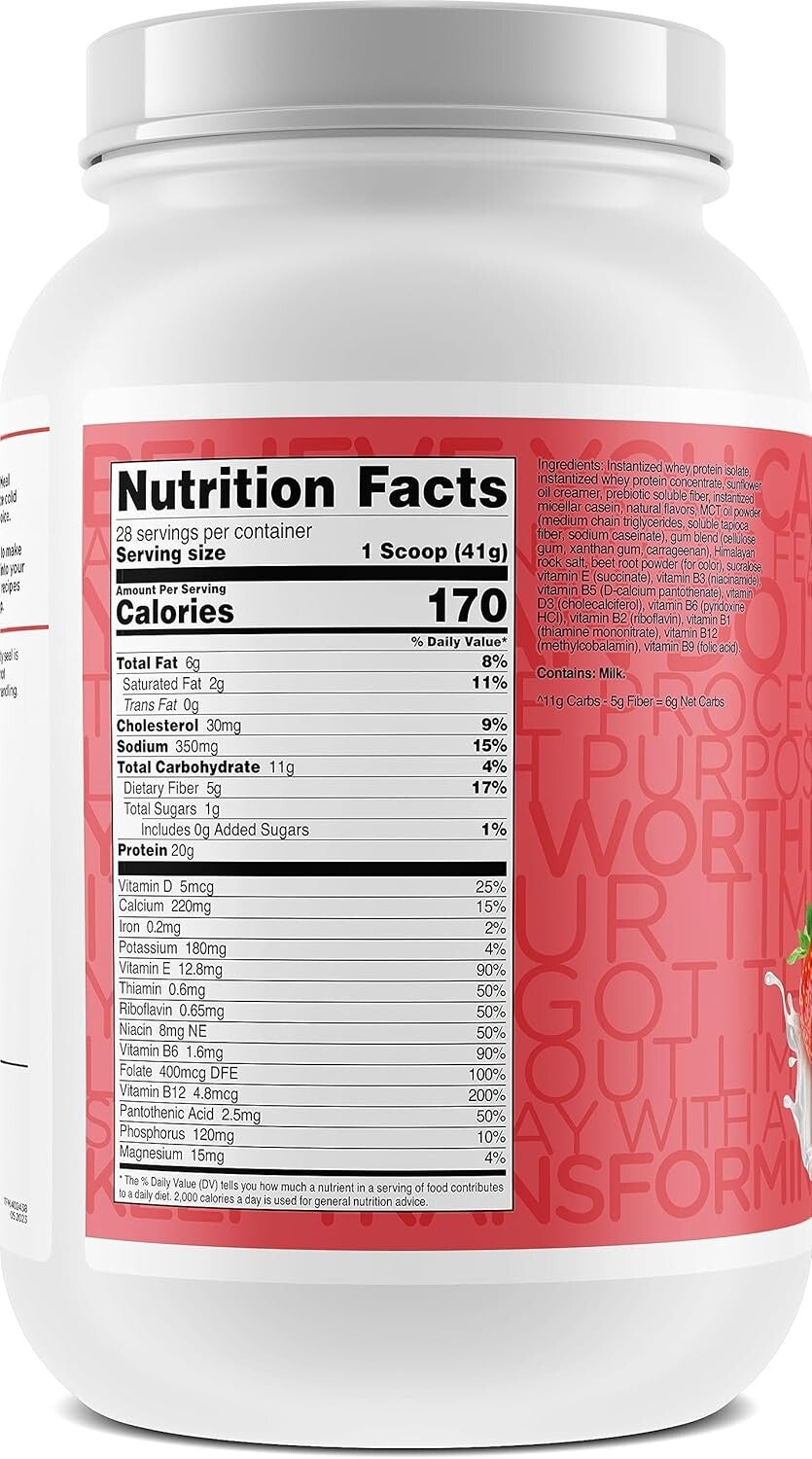 Non-GMO Strawberry & Cream Meal Replacement Shake - 28 Servings, Gluten Free