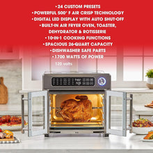 Load image into Gallery viewer, 26 QT Stainless Steel Air Fryer &amp; Multi-Cooker with Touchscreen Controls
