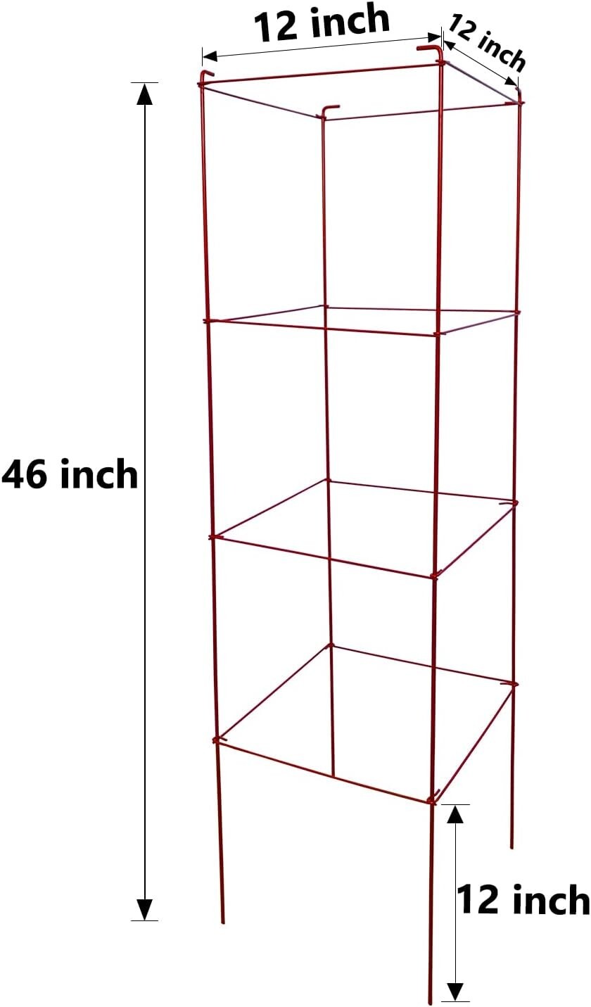 Adjustable Tomato Cages 6 Pack - Perfect 46 Inch Red Support for Climbing Plants