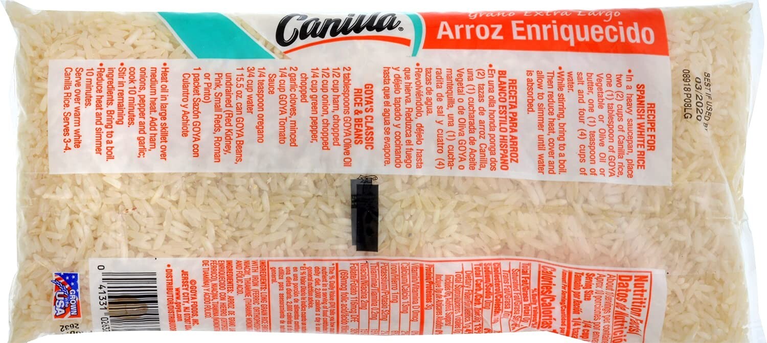Canilla 1 Pound Extra Long Grain White Rice - Perfect for Any Dish, Pack of 30