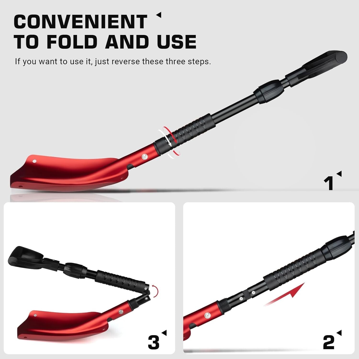 Lightweight 32" to 42" Telescopic Snow Removal Tool - Aluminum & Ice Scraper