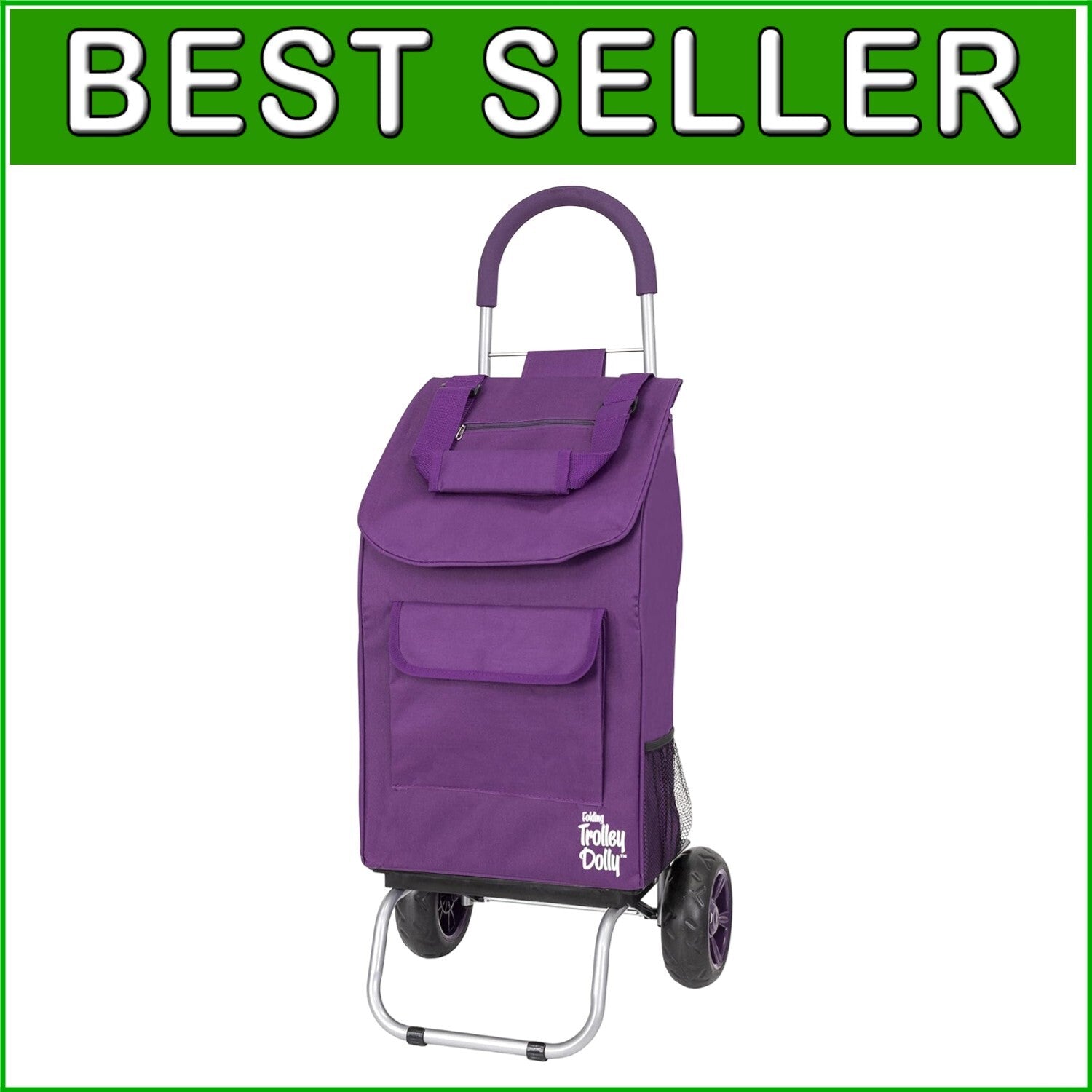 Durable Purple Shopping Cart with Removable Bag & Heavy Duty Wheels for Outdoors