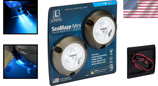 SeaBlaze Mini Underwater LED Boat Lights - Marine Grade, Bright Blue, Sold Pair
