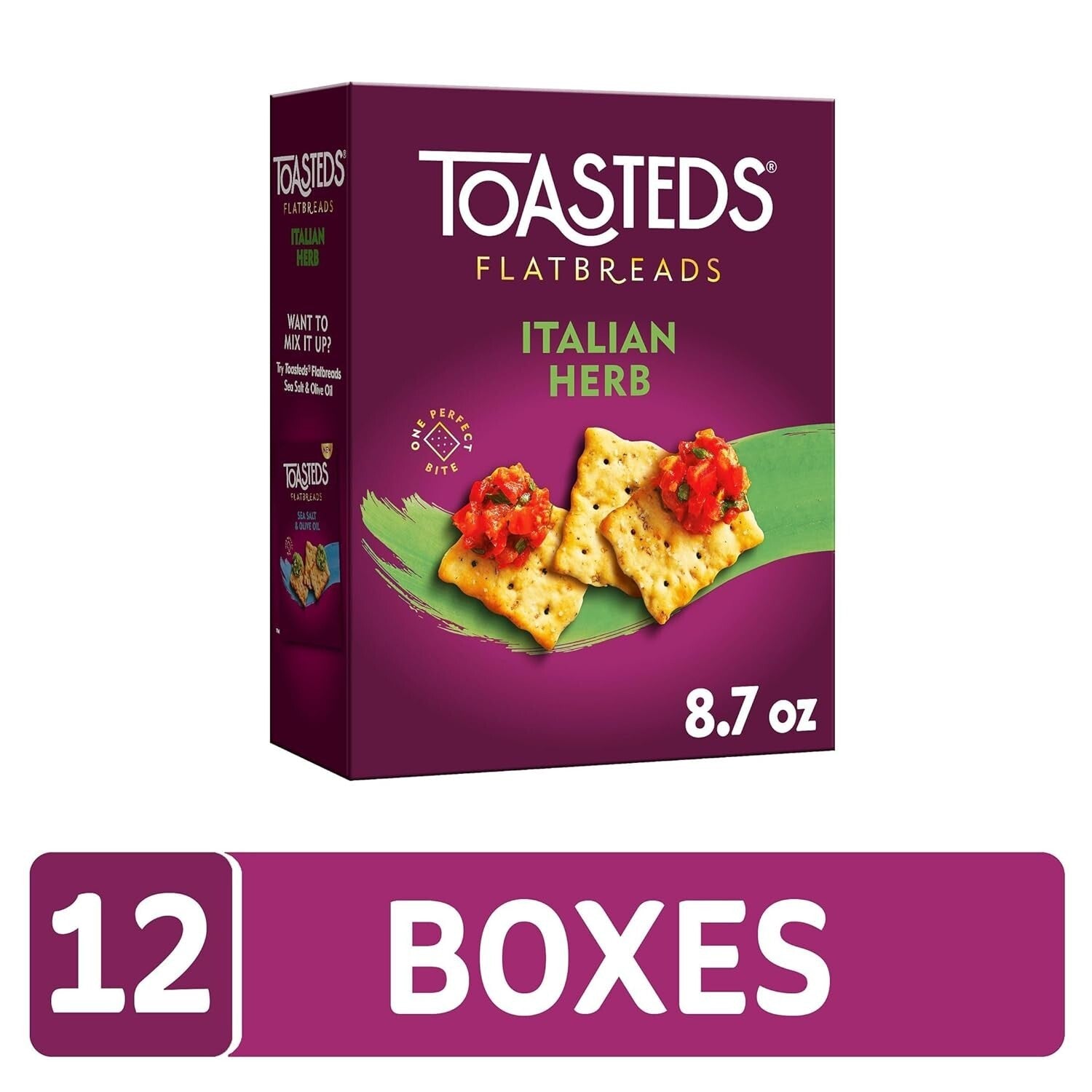 Versatile Italian Herb Flatbreads - Ideal for Dips, Cheese & More - 12 Pack