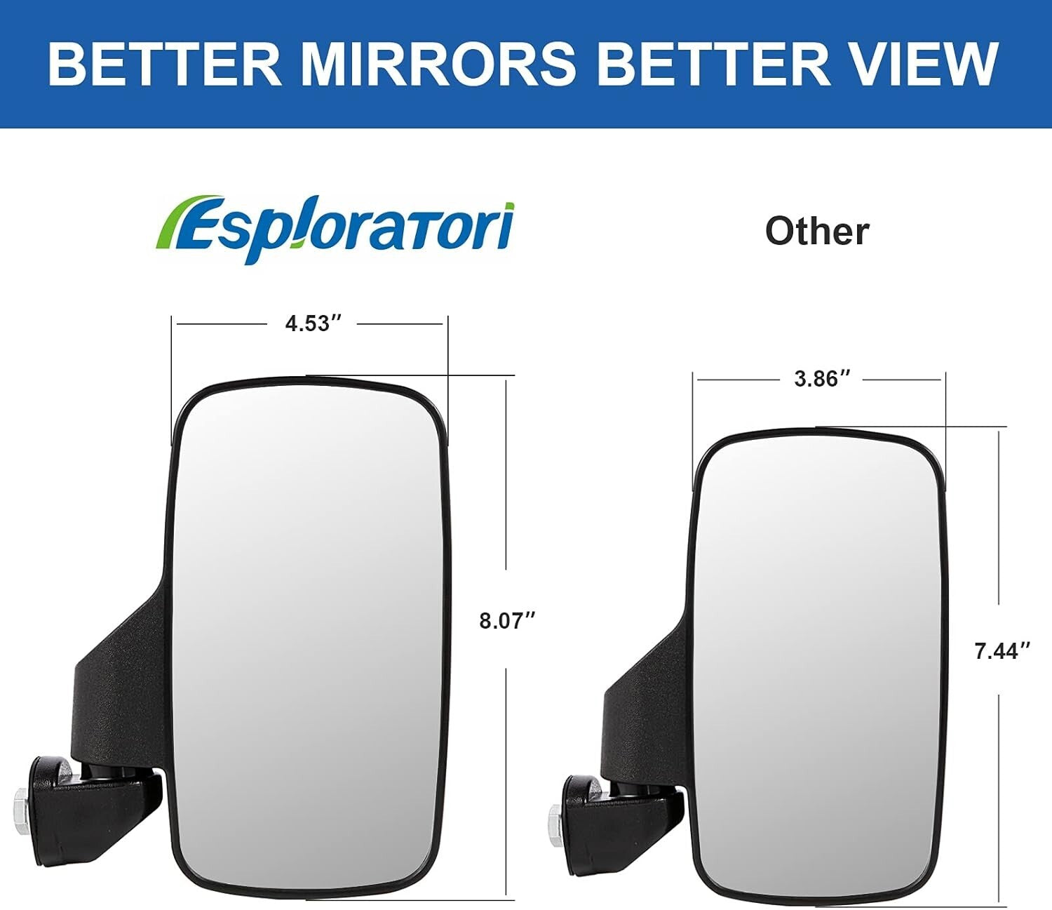 Adjustable UTV Side Mirrors & Rear View Mirror Set for 2015-2024 Polaris Rangers