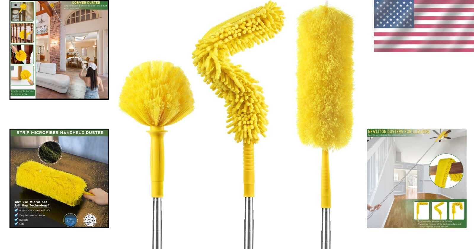 17-Foot High Reach Duster Kit with Extendable Pole - 3-in-1 Cleaning Solution