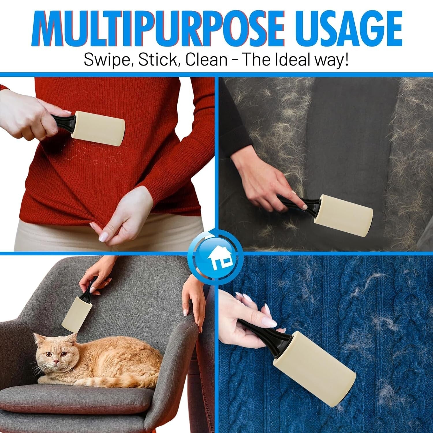 Bulk Value Lint Rollers - 12 Pack for Effortless Pet Hair and Lint Removal