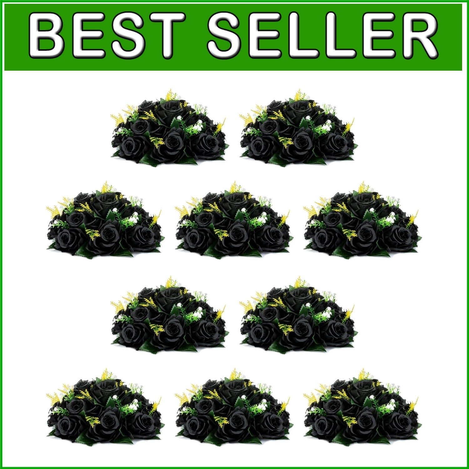 10 Realistic Black Silk Roses in Decorative Box - Perfect for Weddings & Parties