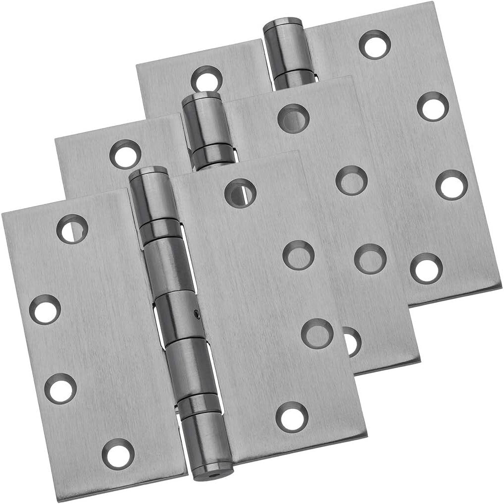 Classic Full Mortise Ball Bearing Door Hinges - 4-1/2" x 4-1/2" Stainless Steel