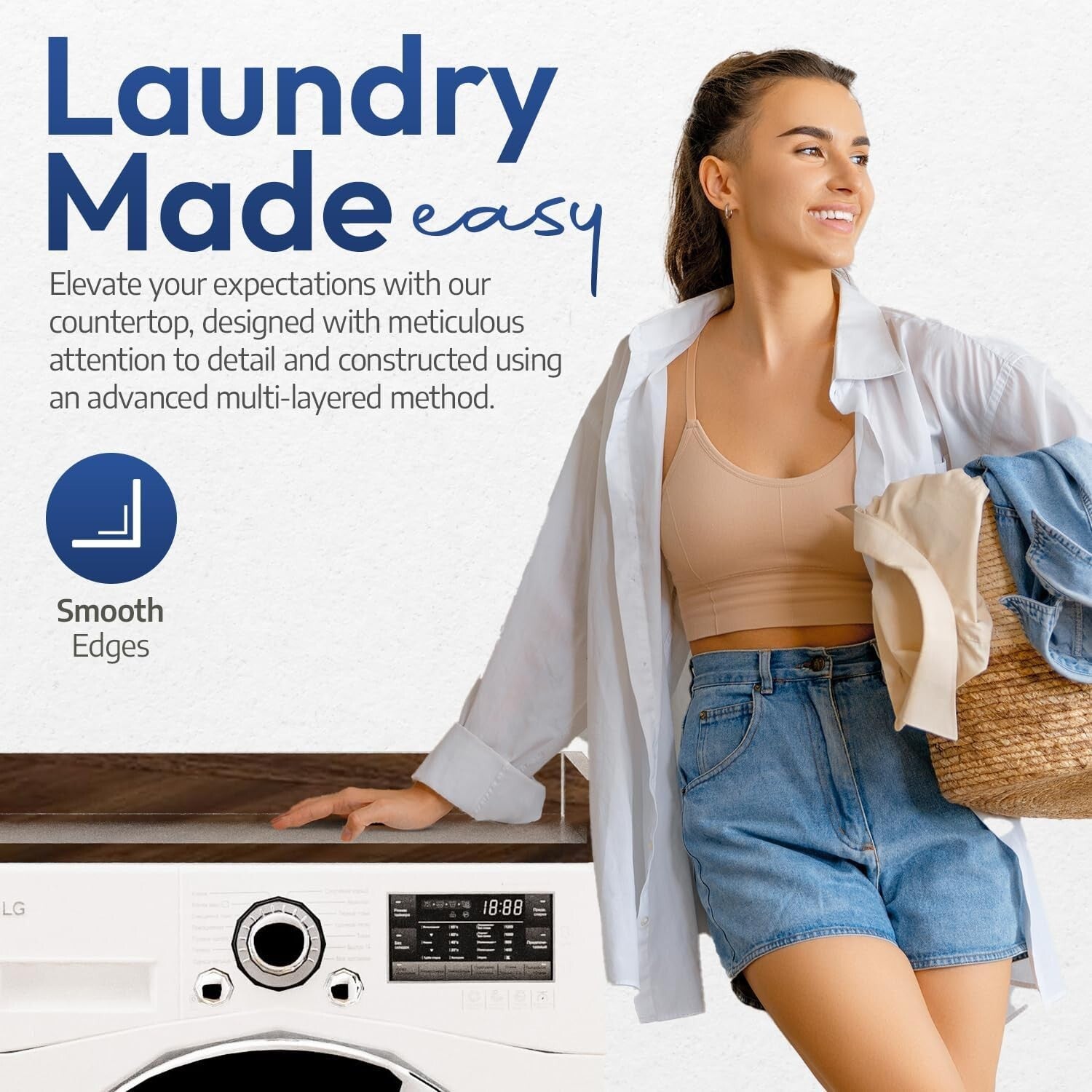 Durable Washer Dryer Counter Top with Non-Slip Pads - Perfect for Laundry Rooms