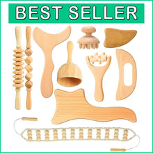 Load image into Gallery viewer, 10-Piece Wooden Massage Roller Kit for Ultimate Muscle Relief &amp; Relaxation