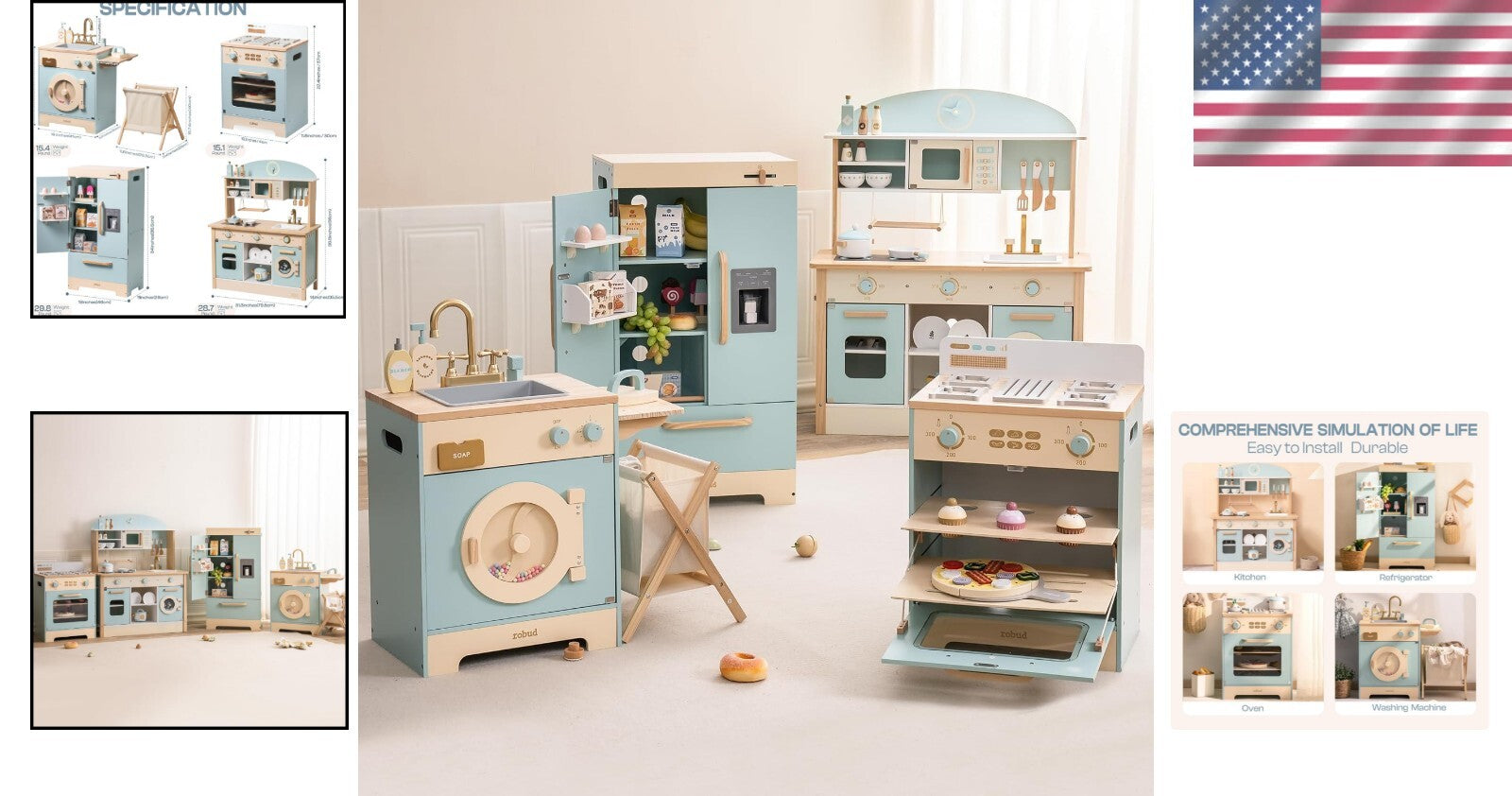 Engaging Kids Kitchen Playset - Oven, Fridge & Washing Machine for Role-Play
