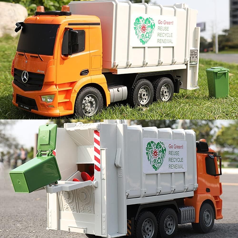 Benz Licensed Remote Control Garbage Truck Toy with Lights & Sounds - 1/20 Scale