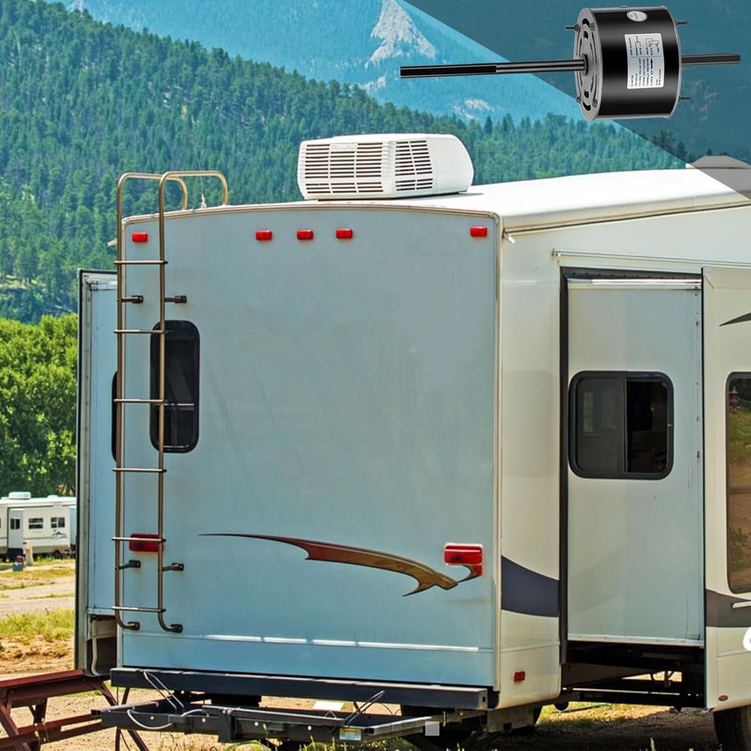 RV Air Conditioner Motor with Capacitor - Direct Replacement for Coleman Mach