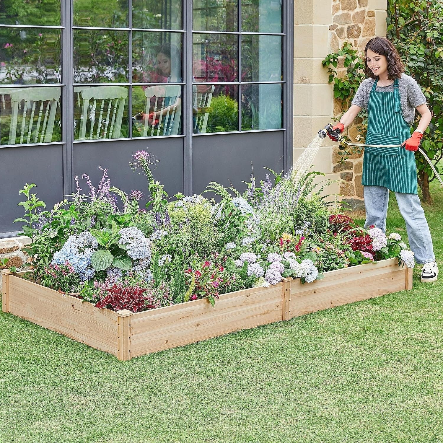 Divisible and Polished 8x4ft Wooden Planter Box – Ideal for Backyard Gardening