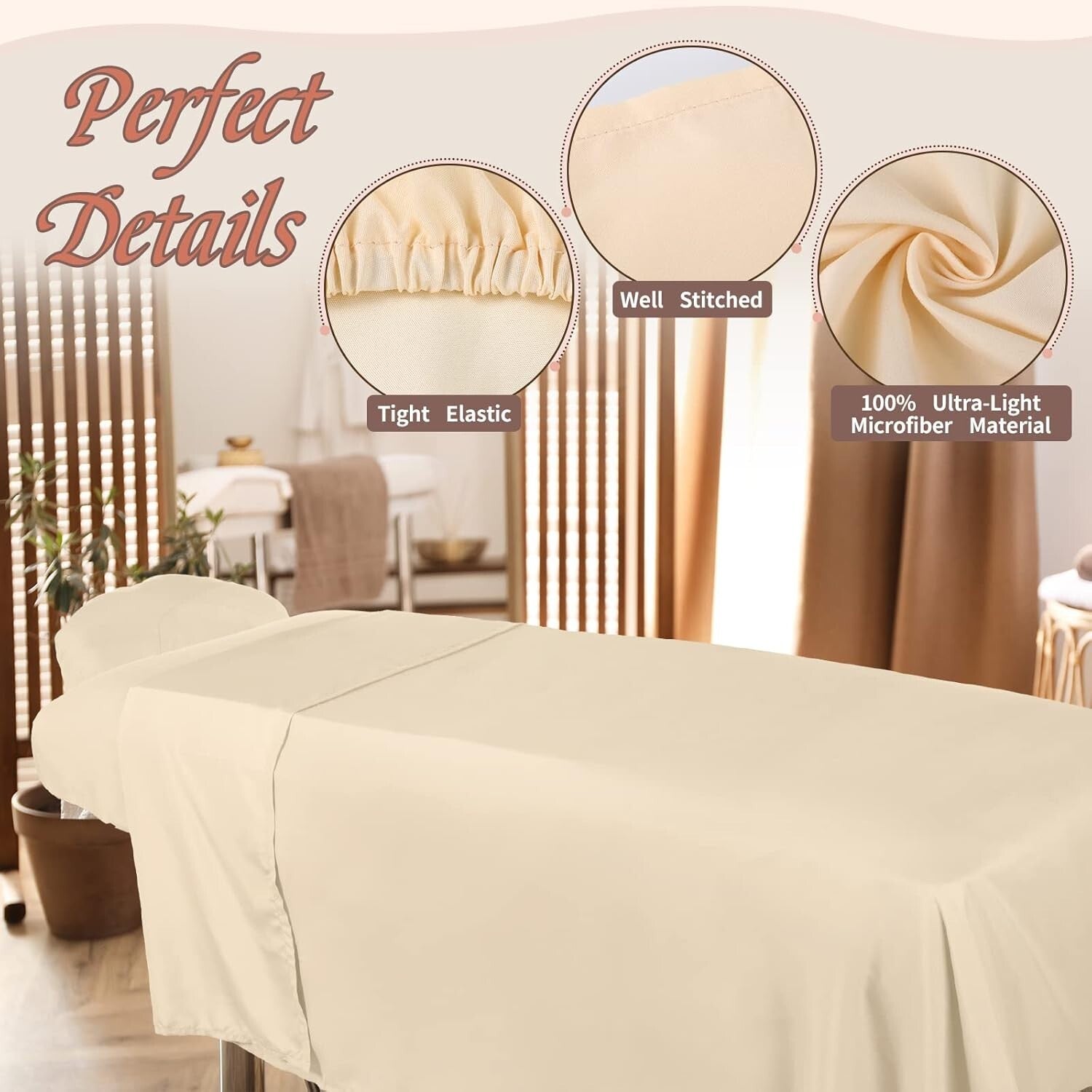 4 Set Soft Massage Table Sheets: Durable Flat, Fitted & Face Cradle Covers