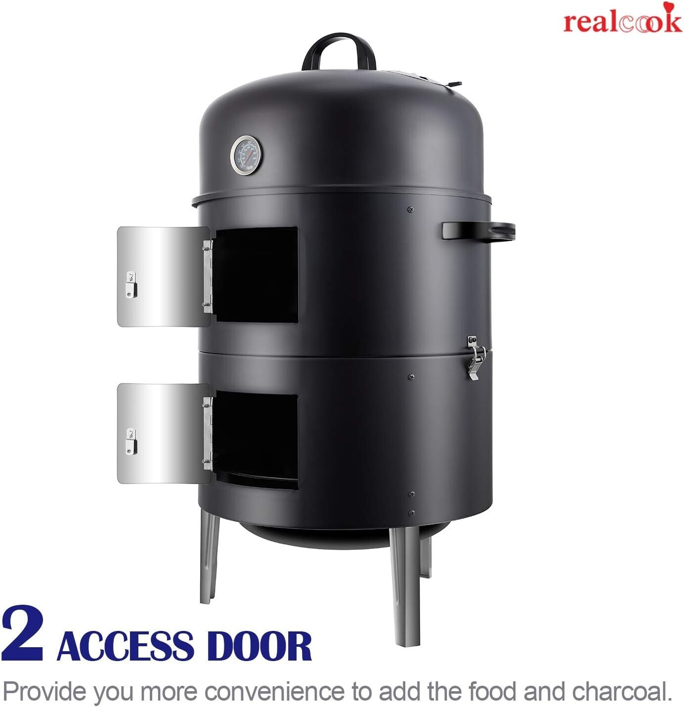 Dual Access 17 Inch Heavy-Duty Charcoal Smoker - Perfect for Every Grill Master