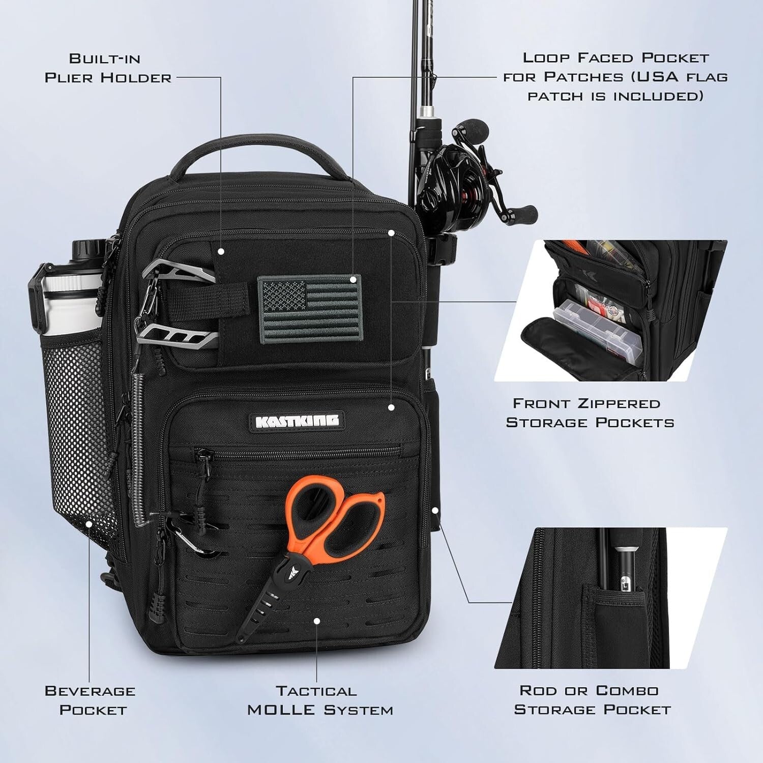 Durable Lightweight Fishing Backpack with MOLLE System - Perfect for Anglers