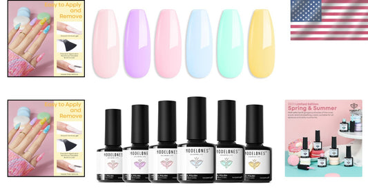 High-Quality Gel Nail Polish Set - 6 Soft Pastel Colors for DIY Manicures