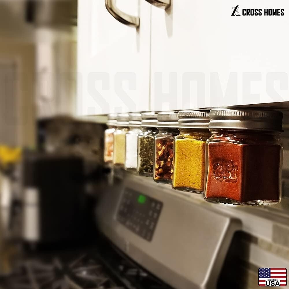 Airtight Magnetic Spice Containers - 4oz Hexagon Jars with Labels and Shakers