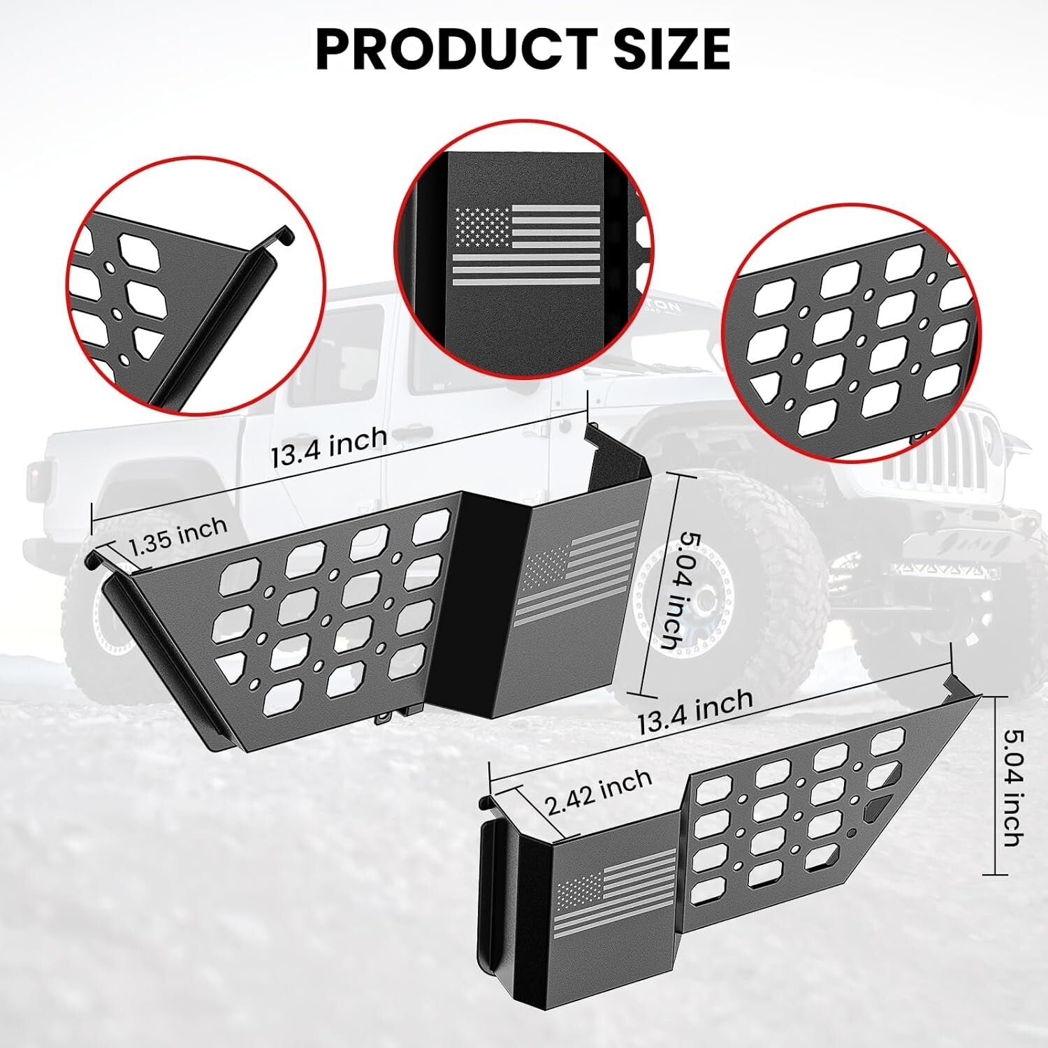 2-Pack Molle Panel Rear Door Storage Organizer for 2018-2025 Jeep Wrangler & JT